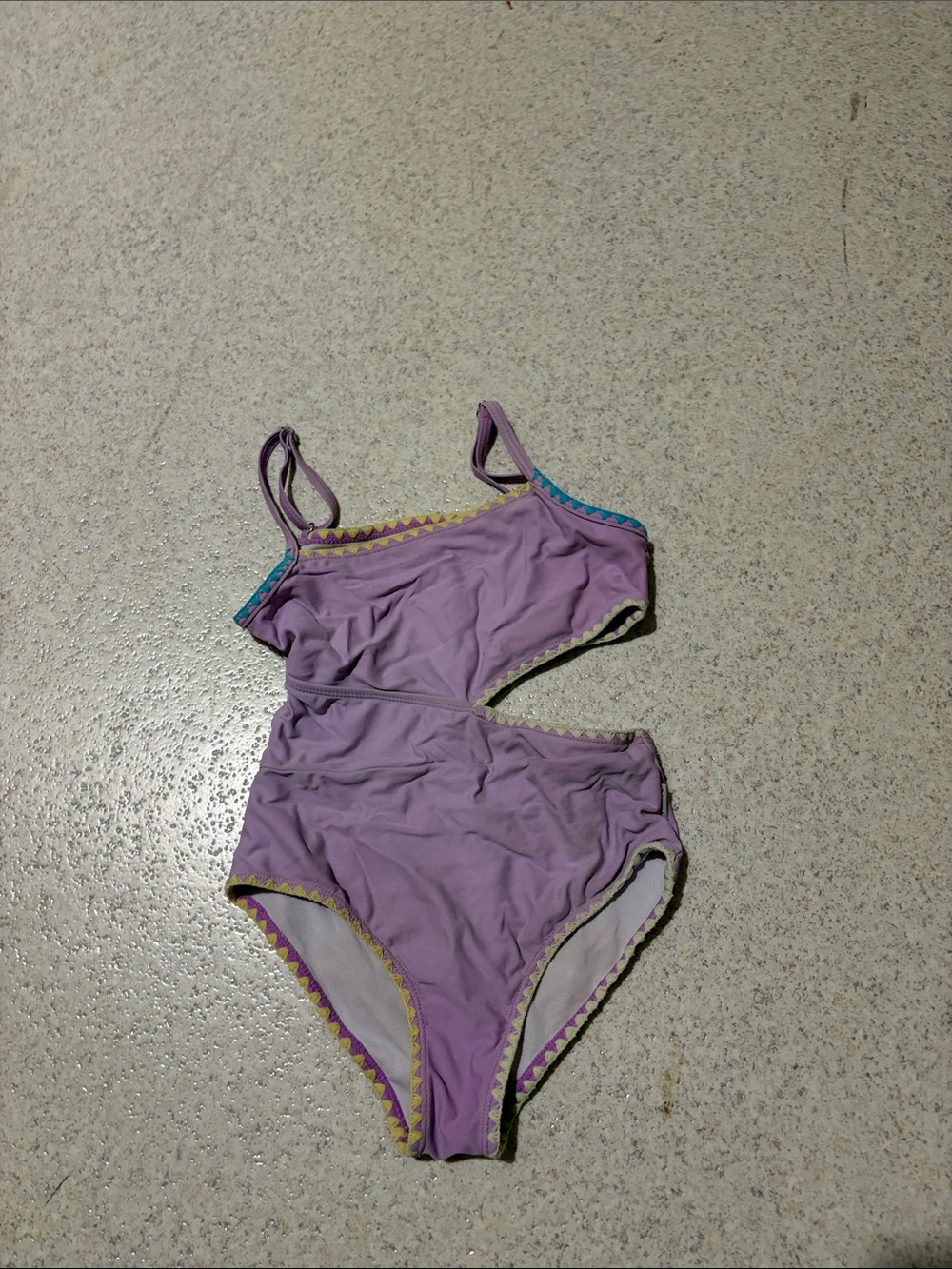 Limeapple Lavender Girls' One-Piece Swimsuit with Multicolor Trim
